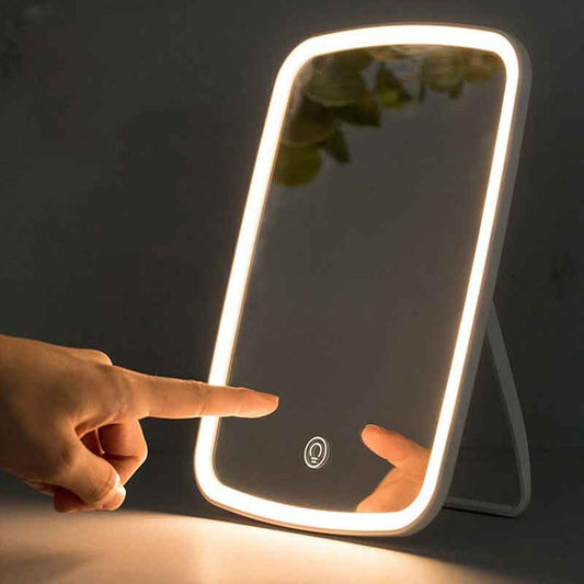 Miroir de maquillage LED pliable portable pour dortoir d'étudiants de bureau avec lumière monochromatique